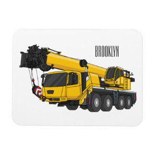 Crane truck cartoon illustration magnet