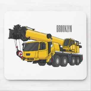 Crane truck cartoon illustration mouse pad