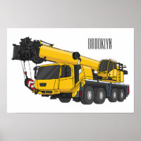 Crane truck cartoon illustration