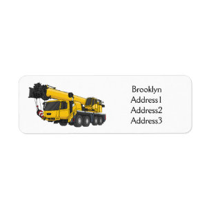 Crane truck cartoon illustration return address label