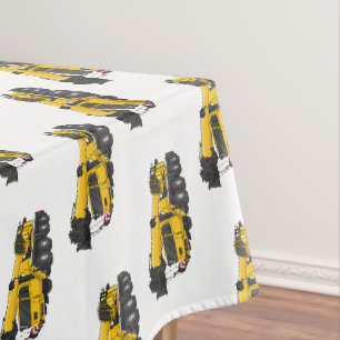 Crane truck cartoon illustration tablecloth