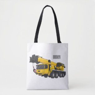 Crane truck cartoon illustration tote bag