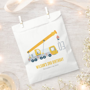 Crane Truck Construction Vehicle Kids Birthday Favour Bag