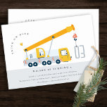 Crane Truck Construction Vehicle Kids Birthday Invitation<br><div class="desc">A Fun Cute Crane Truck Construction Vehicle Kids Birthday Collection.- it's an Elegant Simple Minimal sketchy Illustration of yellow grey crane truck carrying the Birthday year, perfect for your little ones construction vehicle theme birthday party. It’s very easy to customise, with your personal details. If you need any other matching...</div>