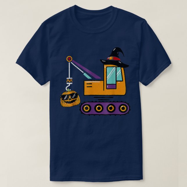 Crane Truck Pumpkin Toddler Baby Boys Halloween291 T-Shirt (Design Front)