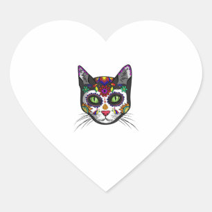 Craneo De Gato Halloween Cute Sugar Skull Dia De L Heart Sticker