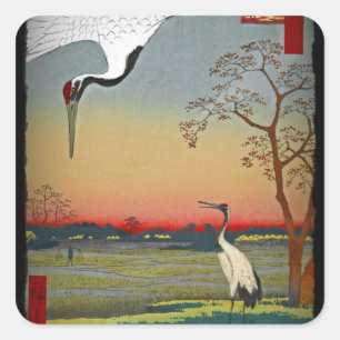 Cranes and Blue Water Square Sticker