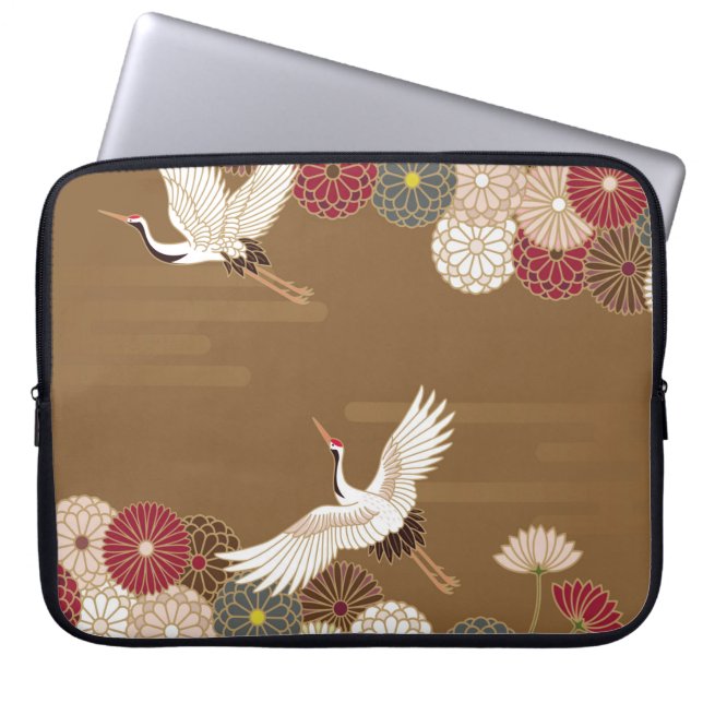 Cranes and chrysanthemums Japanese traditional pat Laptop Sleeve (Front)
