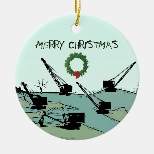 Cranes and Shovels Operating Engineer Crane Op Ceramic Ornament (Front)