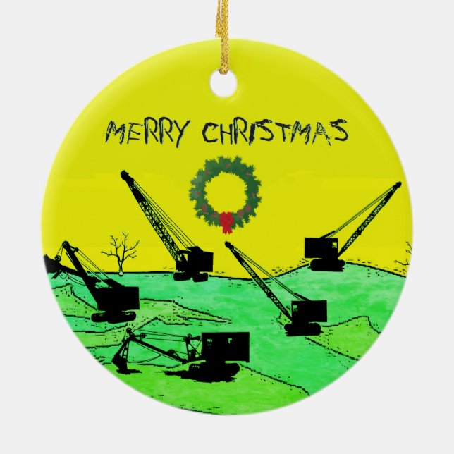 Cranes and Shovels Operating Engineer Crane Op Ceramic Ornament (Back)