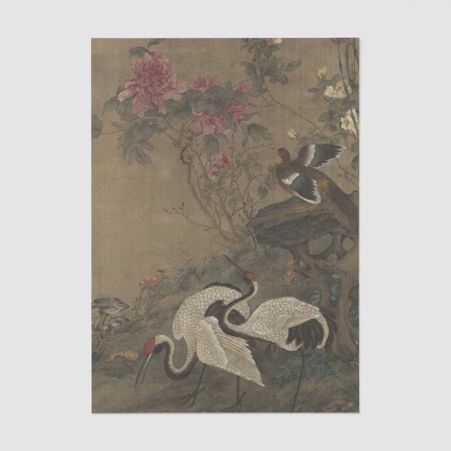 Cranes Birds Peonies by Ma Yuanyu Tissue Paper (Front)