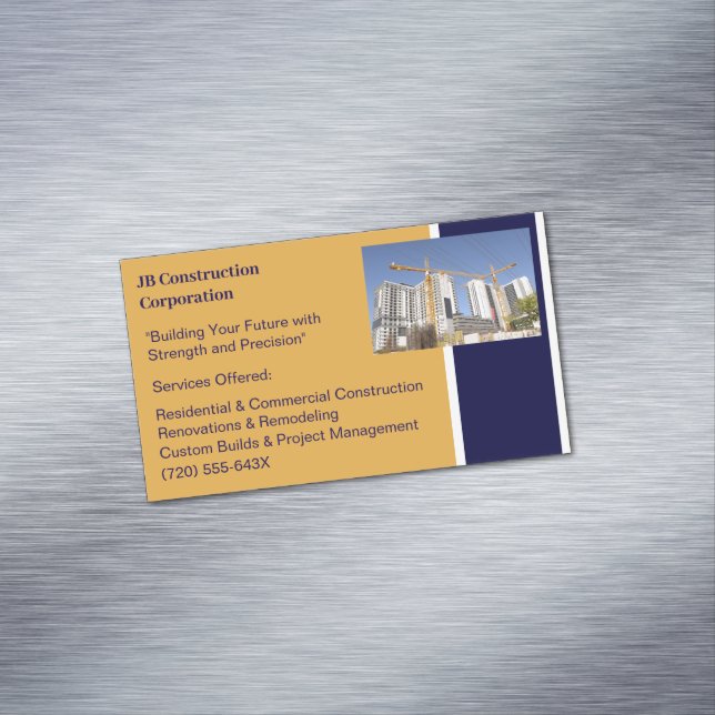 Cranes Buildings Contractor Building Construction  Magnetic Business Card (In Situ)