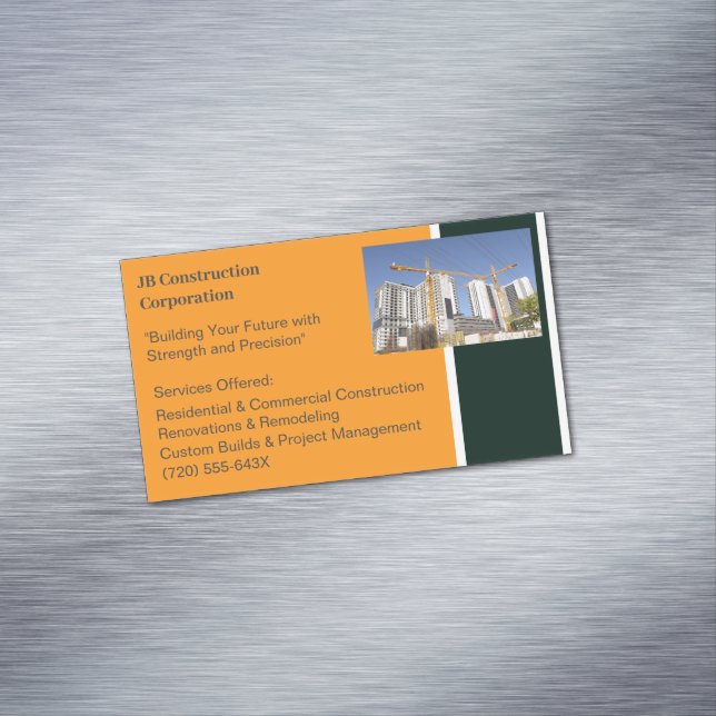 Cranes Buildings Contractor Building Construction  Magnetic Business Card (In Situ)