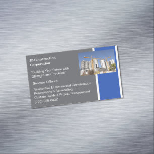 Cranes Buildings Contractor Building Construction Magnetic Business Card