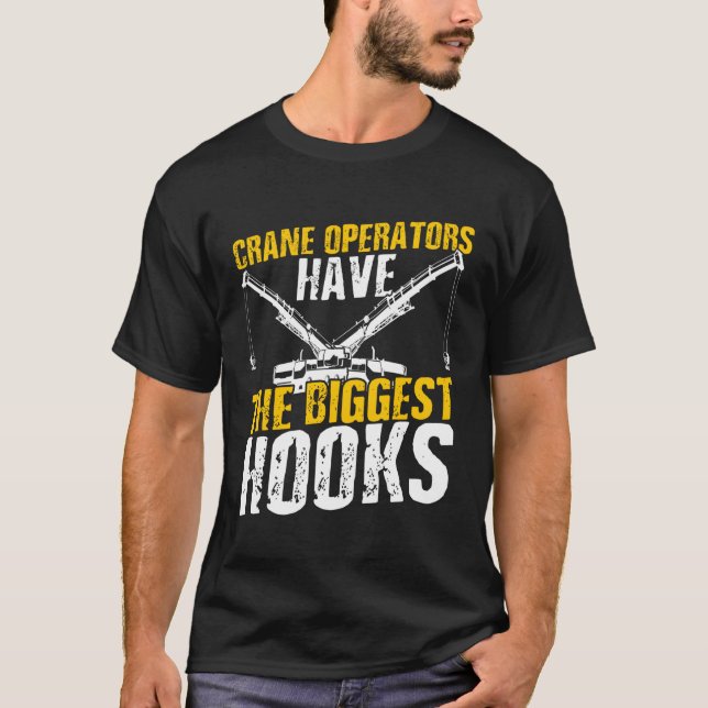 Cranes Flag Crane Operator Heavy Equipt Operator T-Shirt (Front)