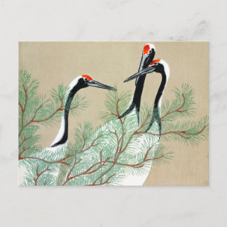 Cranes from Momoyogusa -Kamisaka Sekka -VintageArt Postcard