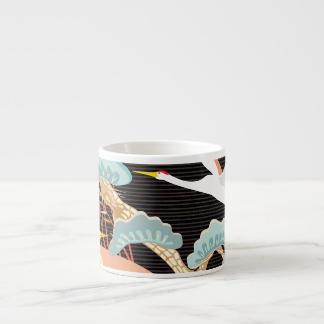 Cranes, herons: Japanese bird pattern. Espresso Cup (Front)