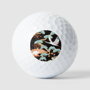 Cranes, herons: Japanese bird pattern. Golf Balls