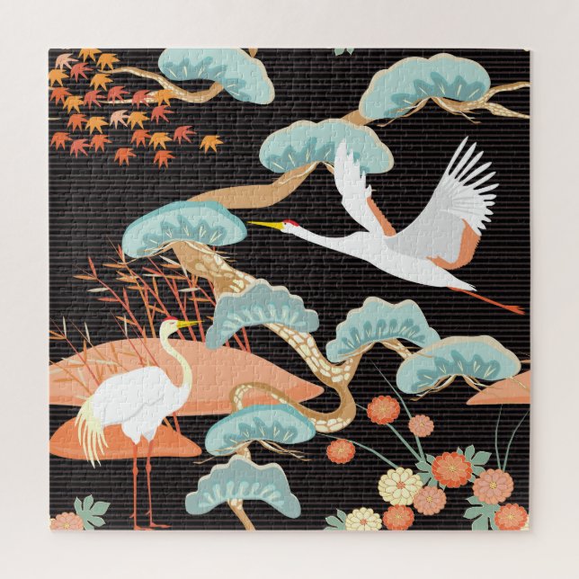 Cranes, herons: Japanese bird pattern. Jigsaw Puzzle (Vertical)
