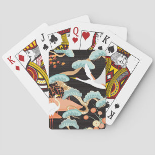 Cranes, herons: Japanese bird pattern. Playing Cards
