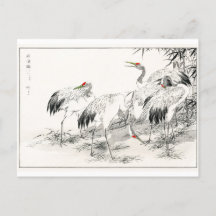 Cranes In Bamboo Forest Vintage Japanese Art