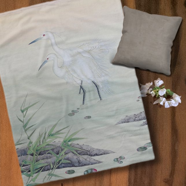 Cranes in Chinese River  Fleece Blanket (Creator Uploaded)