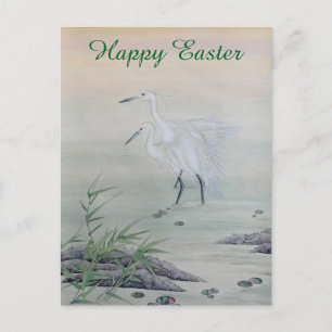 Cranes in Chinese River  Holiday Postcard