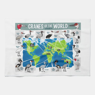 Cranes of the World Tea Towel
