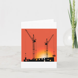 Cranes On A Building Card
