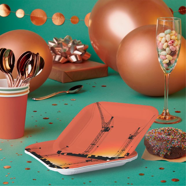 Cranes On A Building Paper Plate (Creator Uploaded)