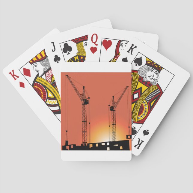Cranes On A Building Playing Cards (Back)