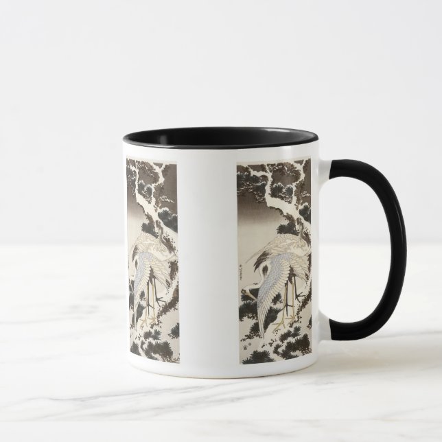Cranes on a Pine Tree, Hokusai, 1832 Mugs, Steins (Right)
