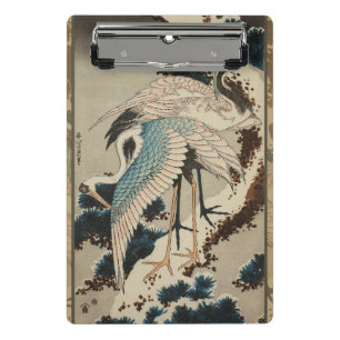 Cranes on a Snow Covered Pine Hokusai Mini Clipboard