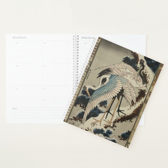 Cranes on a Snow Covered Pine Hokusai Planner (Display)