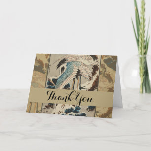 Cranes on a Snow Covered Pine Hokusai Thank You Card