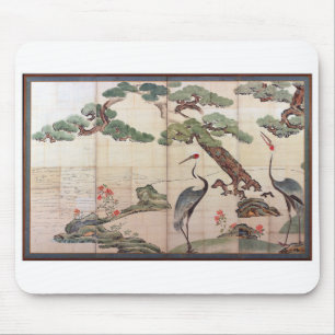 Cranes,Pines and Bamboo by Ogata Korin Mouse Pad