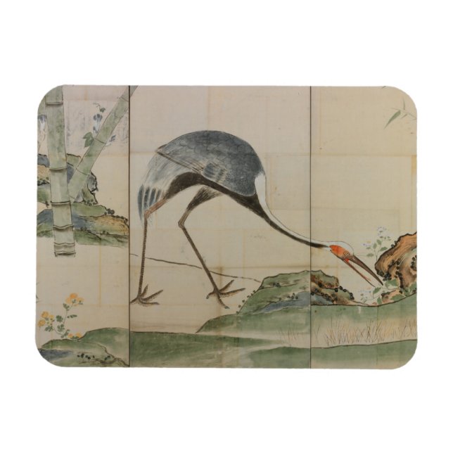 Cranes, Pines, and Bamboo Magnet (Horizontal)