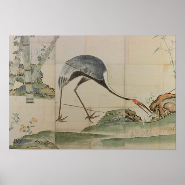 Cranes, Pines, and Bamboo Poster (Front)