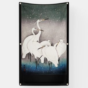 CRANES STANDING IN SNOW JAPANESE PRINT Banner