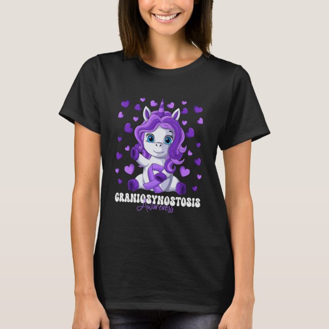 Craniosynostosis Awareness Month Purple Ribbon Uni T-Shirt (Front)