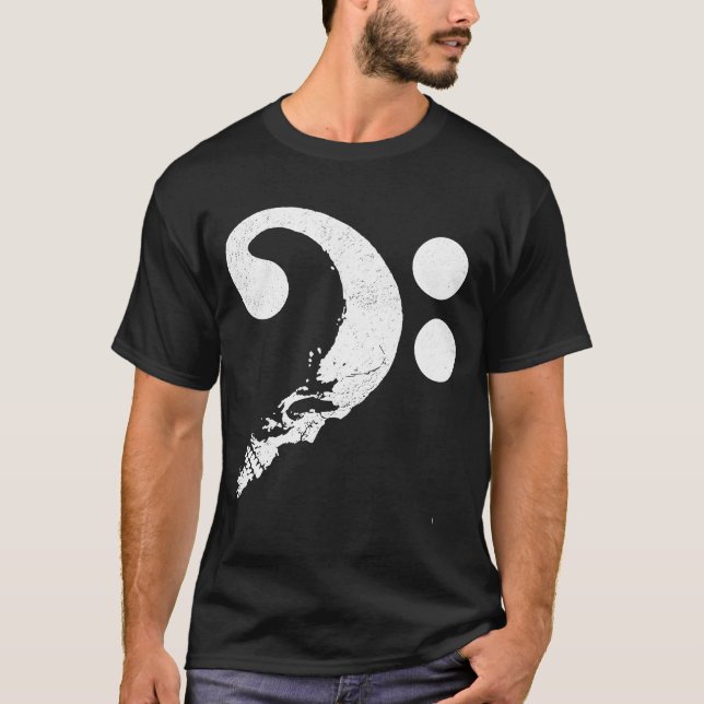 Cranium in Shape of Bass Clef Bassist Guitarist Mu T-Shirt (Front)