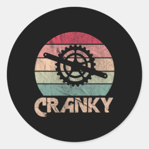 Cranky Bike Biking Cycling Bicycle Tire Retro Classic Round Sticker