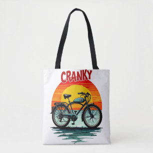 Cranky Biker Tee: Vintage Sunset and ageless Bike Tote Bag