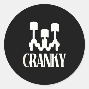 Cranky Car Engine Cars Lover Classic Round Sticker
