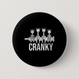 Cranky Car Engine Crankshaft Cars Lover Mechanics 6 Cm Round Badge