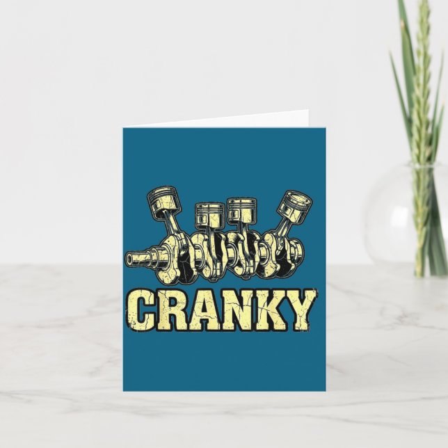 Cranky Car Engine Crankshaft Fathers Day Dad Men H Card (Front)