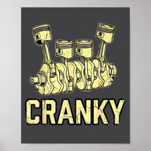 Cranky Car Engine Crankshaft Fathers Day Dad Men H Poster