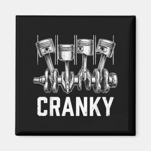 Cranky Car Engine Crankshaft Funny Car Mechanics Magnet