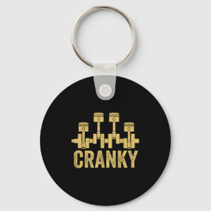 Cranky Car Engine Crankshaft Lover Mechanics Fathe Key Ring