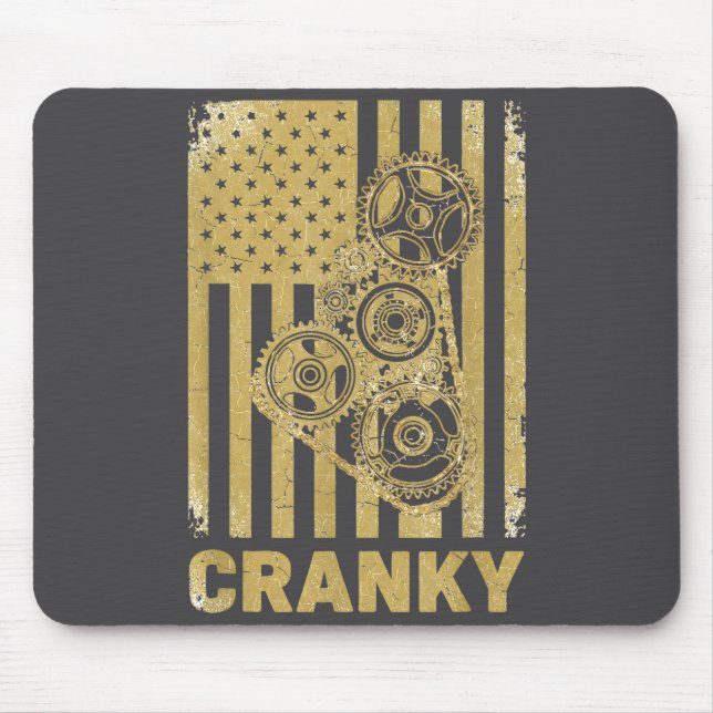 Cranky Car Engine Crankshaft Lover Mechanics Fathe Mouse Pad (Front)
